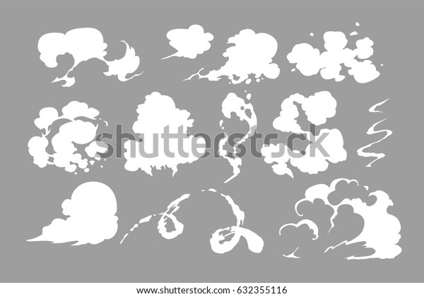蒸気雲が立った カートーンの白い煙のベクターイラスト デザイン エフェクト 広告ポスター用のフラットなクリップアートをフォグ のベクター画像素材 ロイヤリティフリー