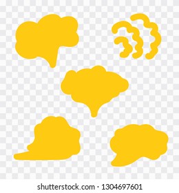 Steam clouds silhouette. Hand drawn doodle smoke, clouds and fog