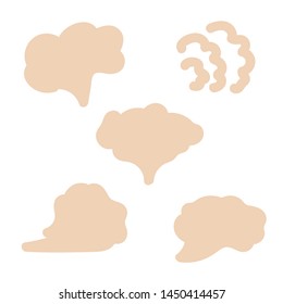 Steam clouds silhouette. Hand drawn doodle smoke, clouds and fog