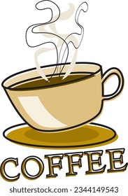 steam coffee in a cup vector logo illustration