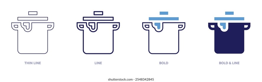 Steam cooker icon in 4 different styles. Thin Line, Line, Bold, and Bold Line. Duotone style. Editable stroke.