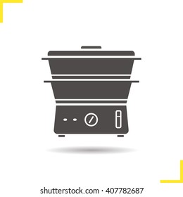 Steam cooker icon. Drop shadow steamer silhouette symbol. Vector isolated illustration