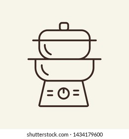 Steam cooker line icon. Pan, boiler, appliance. Cooking concept. Vector illustration can be used for topics like kitchen, domestic equipment, healthy food diet