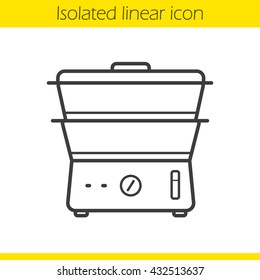 Steam cooker linear icon. Thin line illustration. Steamer contour symbol. Vector isolated outline drawing