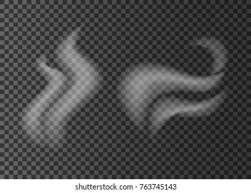  Vapor de una taza de café o té. Fuma blanca de cigarrillos aislada en fondo transparente. Niebla. 
