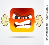 "Steam from ears" square emoticons in a flat design