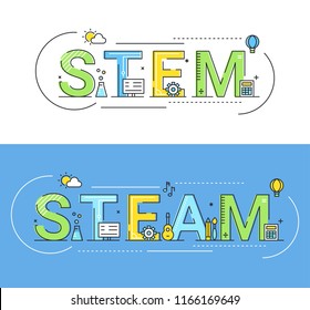 Steam and Steam Education Approaches Concept Vector Illustration.