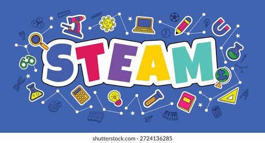Ilustração do vetor do logotipo do emblema de educação STEAM
