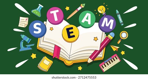 STEAM education element doodle vector illustration