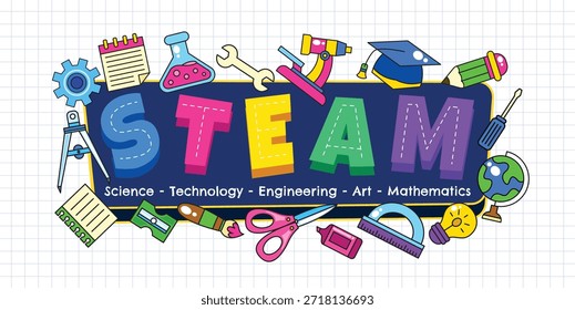 Ilustração do vetor do logotipo do elemento de educação STEAM