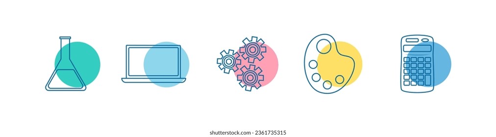 STEAM Education Web icons. Science, Technology, Engineering, Arts, Mathematics. Vector illustration.