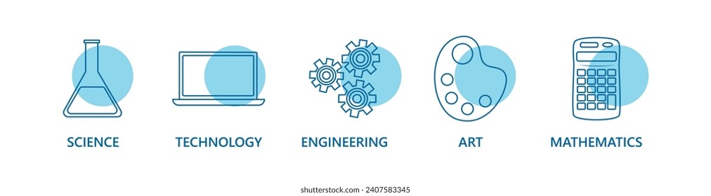 STEAM Education Web icons. Science, Technology, Engineering, Arts, Mathematics. Vector illustration.