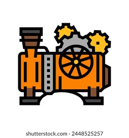 steam engine steampunk vintage color icon vector. steam engine steampunk vintage sign. isolated symbol illustration