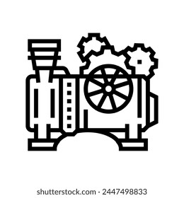 steam engine steampunk vintage line icon vector. steam engine steampunk vintage sign. isolated contour symbol black illustration