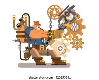 Steam engineer working