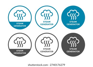 Steam generator icon set. Vector illustration of hot vapor and cloud symbols for irons, cooking appliances, heaters, or cleaning machine interfaces.