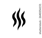 Steam or heat wave icon with three vertical wavy lines, isolated on white background, symbolizing warmth, vapor, heat, rising steam, cooking, or sauna-related visual elements.