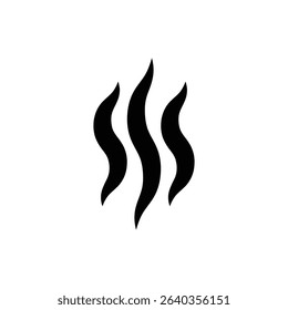 Steam or heat wave icon with three vertical wavy lines, isolated on white background, symbolizing warmth, vapor, heat, rising steam, cooking, or sauna-related visual elements.