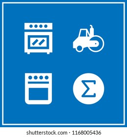 steam icon. 4 steam vector set. road roller, oven and the sum of icons for web and design about steam theme