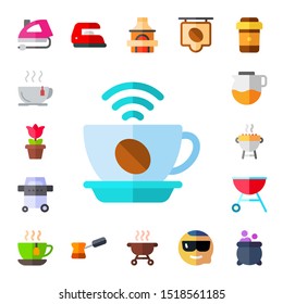 steam icon set. 17 flat steam icons.  Collection Of - iron, tea cup, pot, coffee, grill, cool icons