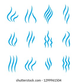 Steam icon set isolated on white background. Collection of steam icon for design template, smell sign, wave logo and smoke symbol. Creative abstract concept, vector illustration