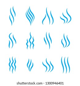 Steam icon set isolated on white background. Collection of steam icon for design template, smell sign, wave logo and smoke symbol. Creative abstract concept, vector illustration