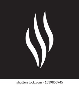 Steam icon vector isolated on black background. White steam icon for design template, smell sign, wave logo and smoke symbol. Creative abstract concept, vector illustration