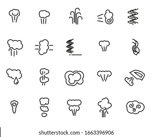 Steam icons. Linear symbol of steam function in domestic and industrial appliances Vector illustration