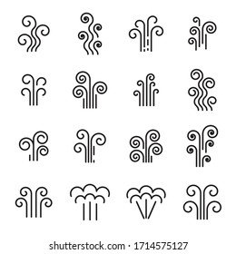 Steam icons. Linear symbol of steam function in domestic and industrial appliances isolated on a white background. Vector illustration. Editable stroke