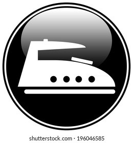 Steam iron button on white background.