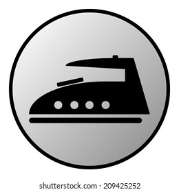 Steam iron button on white background. Vector illustration.
