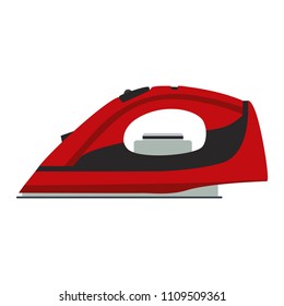 Steam iron clothes vector flat icon. Electric mom press laundry equipment. Cartoon smoothing service housewife isolated illustration side view. 