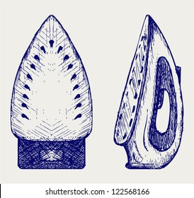 Steam iron. Doodle style