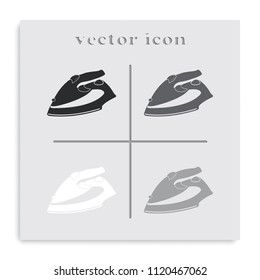 Steam iron flat black and white vector icon.
