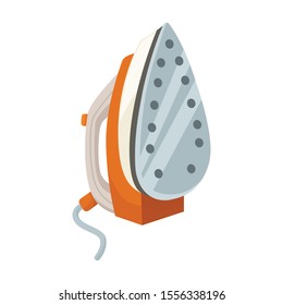 Steam iron for home clothes vector cartoon icon.Cartoon illustration of laundry appliance and hot steam iron.