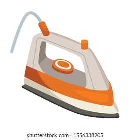 Steam iron for home clothes vector cartoon icon.Cartoon illustration of laundry appliance and hot steam iron.