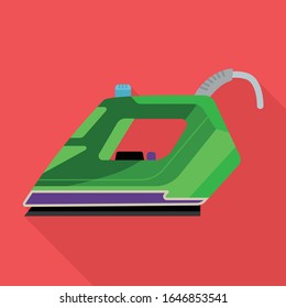 Steam iron for home clothes vector flat icon.Flat illustration of laundry appliance and hot steam iron.