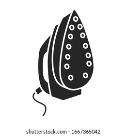 Steam iron for home clothes vector Black icon.Black illustration of laundry appliance and hot steam iron.