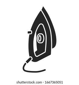 Plancha de vapor para vectores de ropa doméstica Icono negro.Ilustración negra de lavadora y hierro a vapor caliente.
