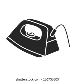 Plancha de vapor para vectores de ropa doméstica Icono negro.Ilustración negra de lavadora y hierro a vapor caliente.