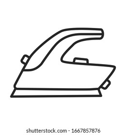 Steam iron for home clothes vector Outline icon.Outline illustration of laundry appliance and hot steam iron.