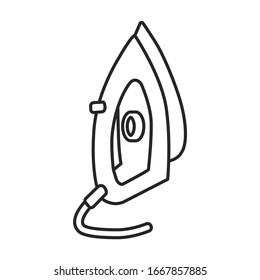 Steam iron for home clothes vector Outline icon.Outline illustration of laundry appliance and hot steam iron.