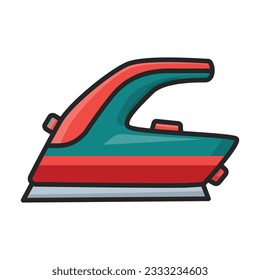 Steam iron for home clothes vector cartoon icon.Color illustration of laundry appliance and hot steam iron.