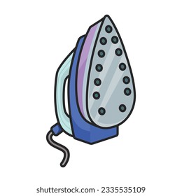 Hierro de vapor para el icono de la caricatura vectorial de la ropa de casa.Ilustración de color del aparato de lavandería y el hierro de vapor caliente.