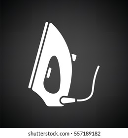 Steam iron icon. Black background with white. Vector illustration.