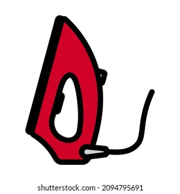 Dampfeisensymbol. Bearbeitbare, fette Rahmenlinie mit Farbfülldesign. Vektorgrafik.
