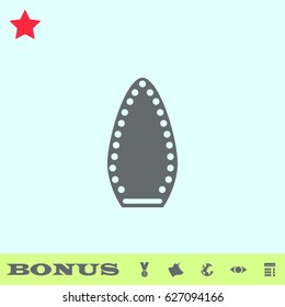 Steam iron icon flat. Grey pictogram on blue background. Vector illustration symbol and bonus buttons medal, cow, earth, eye, calculator