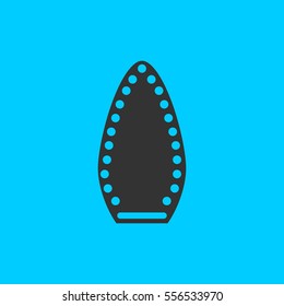 Steam iron icon flat. Simple vector black pictogram on blue background