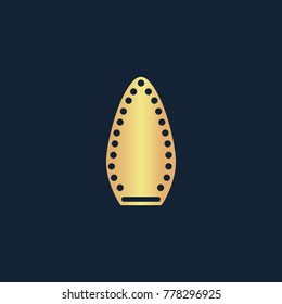 Steam iron icon flat. Simple gold pictogram on dark background. Vector illustration symbol