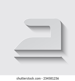 Steam iron icon with shadow on a grey background